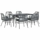 vidaXL 7 Piece Garden Dining Set with Cushions Grey Poly Rattan Glass
