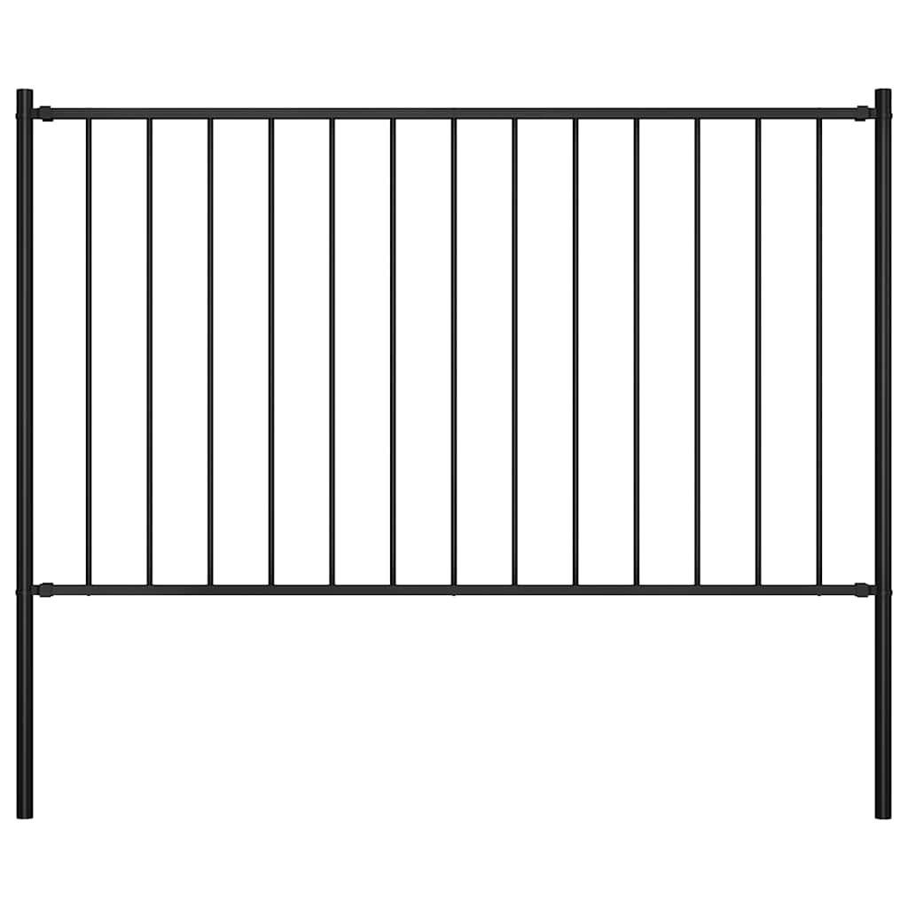 vidaXL Fence Panel Woerden with Posts Steel 1.7x1.25 m Black