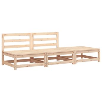 vidaXL Patio Sofa Armless with Footstool Solid Wood Pine