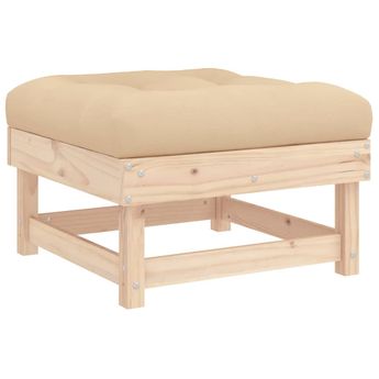 vidaXL Patio Footstool with Cushion Solid Wood Pine