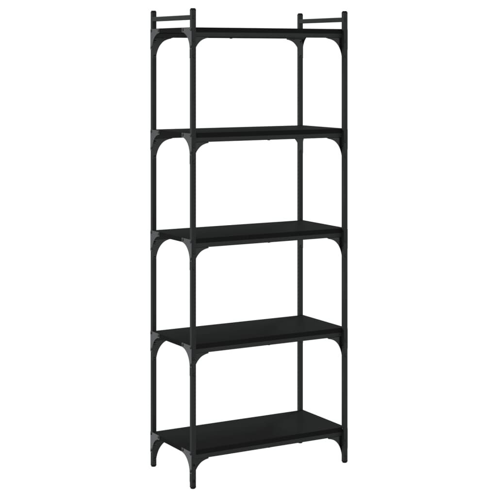 vidaXL Bookcase 5-Tier Black 23.6"x11.8"x60.6" Engineered Wood