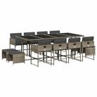 vidaXL 13 Piece Patio Dining Set with Cushions Gray Poly Rattan