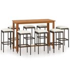 vidaXL 9 Piece Patio Bar Set with Cushions Brown