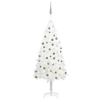vidaXL Artificial Pre-lit Christmas Tree with Ball Set White 59.1"