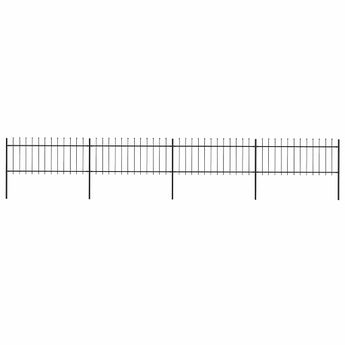 vidaXL Garden Fence with Spear Top Steel 714.5x80 cm Black