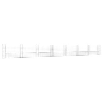 vidaXL U-shape Gabion Basket with 8 Posts Iron 860x20x100 cm