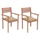 vidaXL Patio Chairs 2 pcs with Beige Cushions Solid Teak Wood