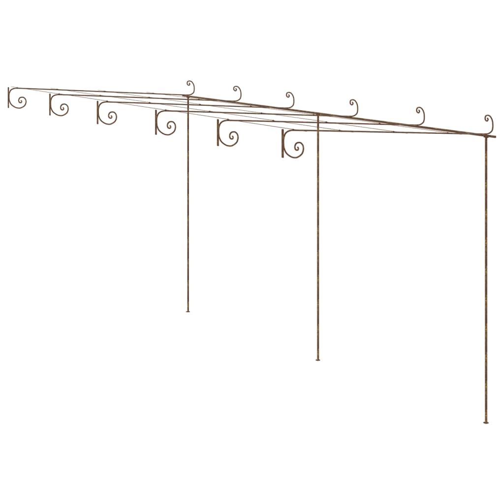 vidaXL Garden Pergola Antique Brown 19.7'x9.8'x8.2' Iron