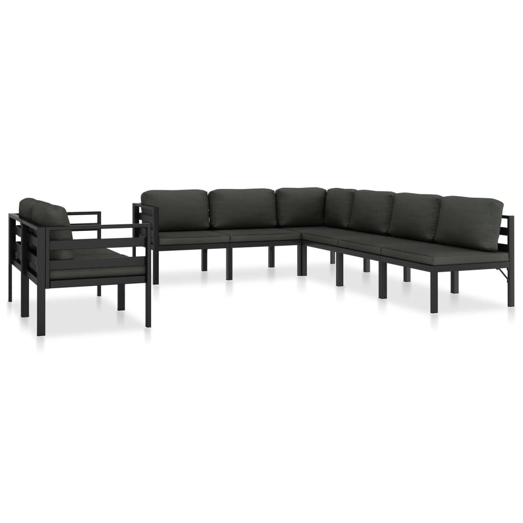 vidaXL 8 Piece Patio Lounge Set with Cushions Aluminum Anthracite