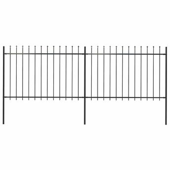 vidaXL Garden Fence with Spear Top Steel 3.4x1.2 m Black