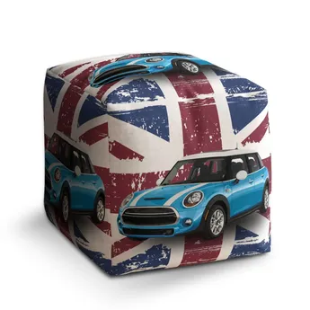 Sablio Taburet Cube Mini sedan Britská vlajka - 60x60x60 cm