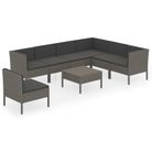 vidaXL 8 Piece Patio Lounge Set with Cushions Poly Rattan Gray