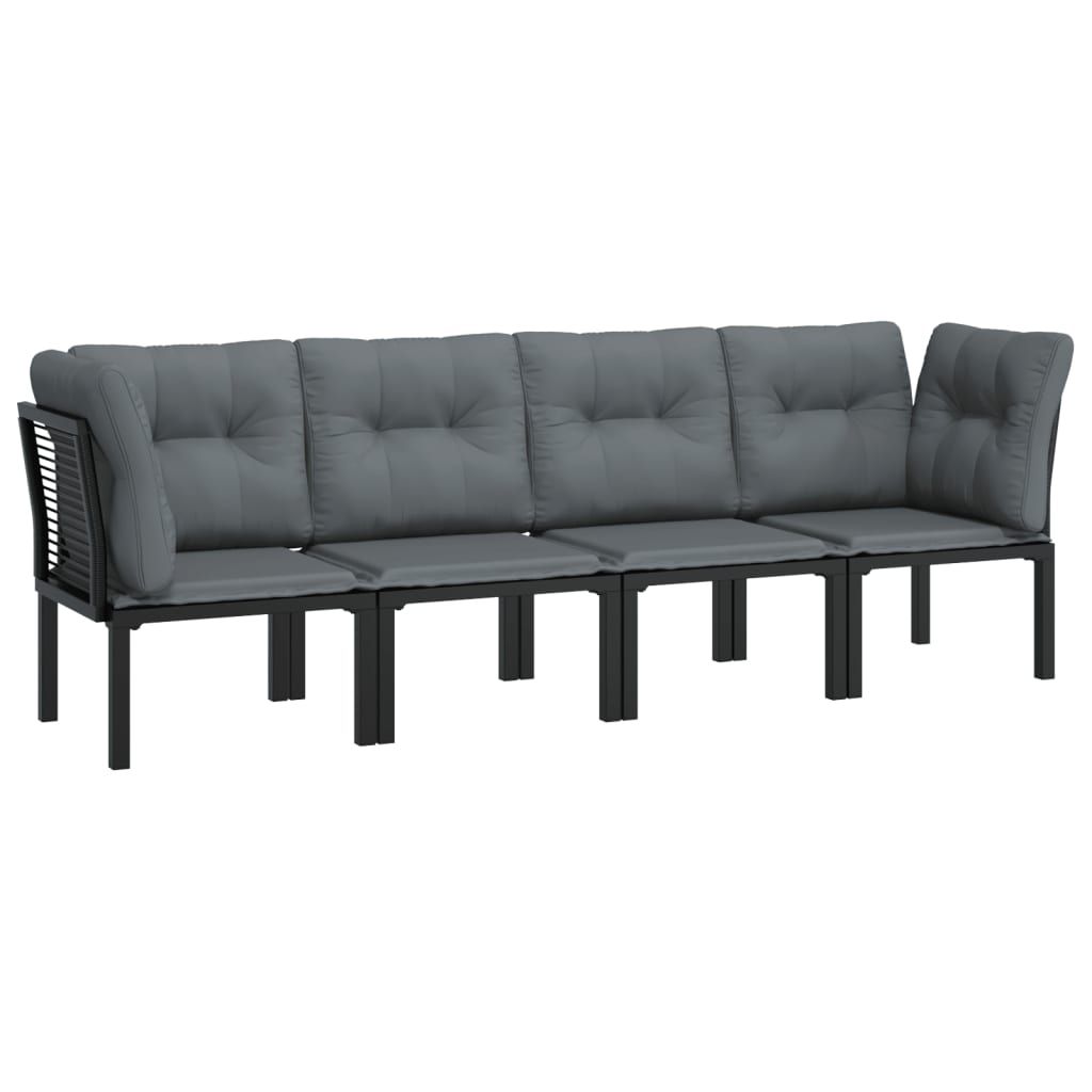 vidaXL 4 Piece Garden Lounge Set Black and Grey Poly Rattan