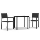 vidaXL 3 Piece Patio Dining Set Black