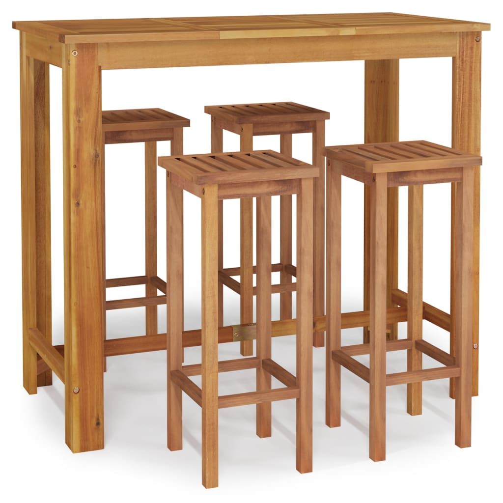 vidaXL 5 Piece Patio Bar Set Solid Wood Acacia