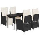 vidaXL 5 Piece Garden Dining Set with Cushions Black Poly Rattan