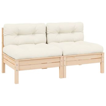 vidaXL 2-Seater Patio Sofa with Cream Cushions Solid Pinewood