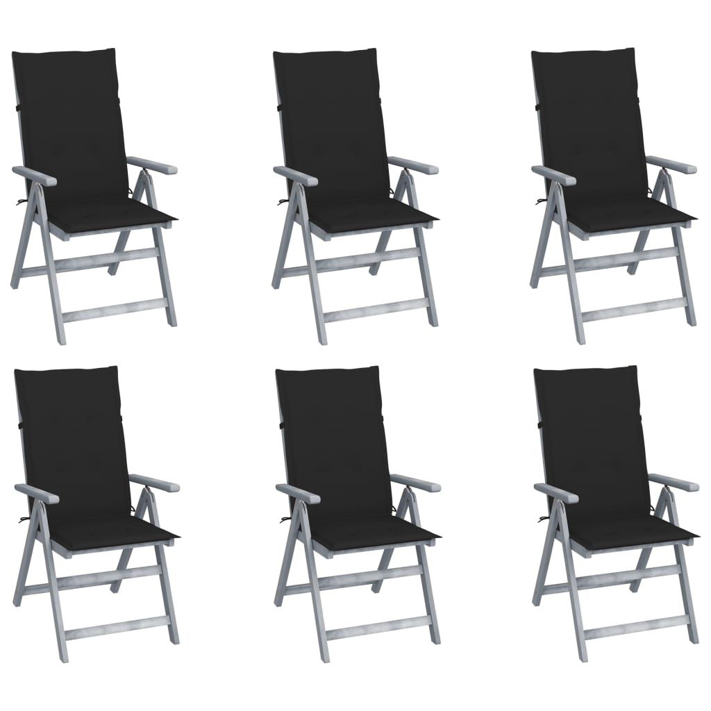 vidaXL Garden Reclining Chairs 6 pcs with Cushions Solid Acacia Wood