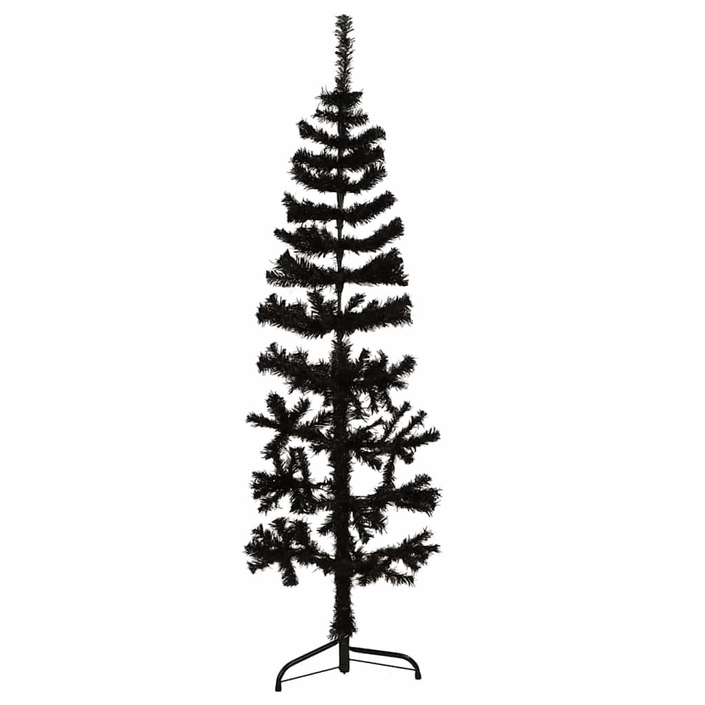 vidaXL Slim Artificial Half Christmas Tree with Stand Black 5 ft
