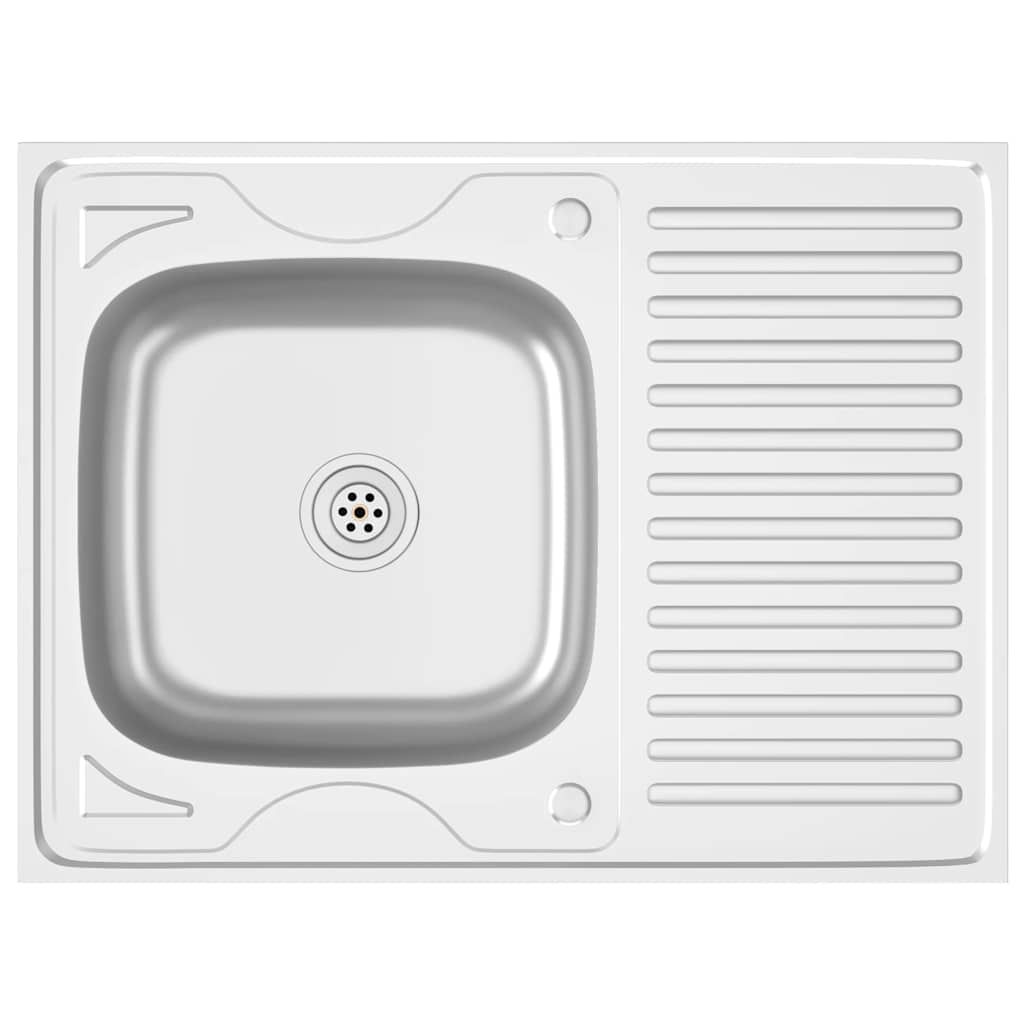 vidaXL Kitchen Sink with Drainer Set Silver 31.5"x23.6"x6.1" Stainless Steel