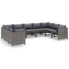 vidaXL 9 Piece Patio Lounge Set with Cushions Poly Rattan Gray