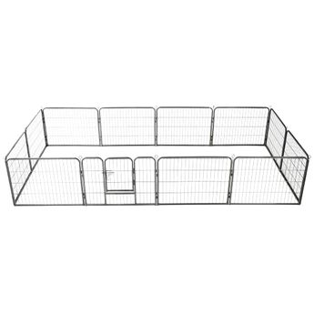 vidaXL Dog Playpen 12 Panels Steel 80x60 cm Black