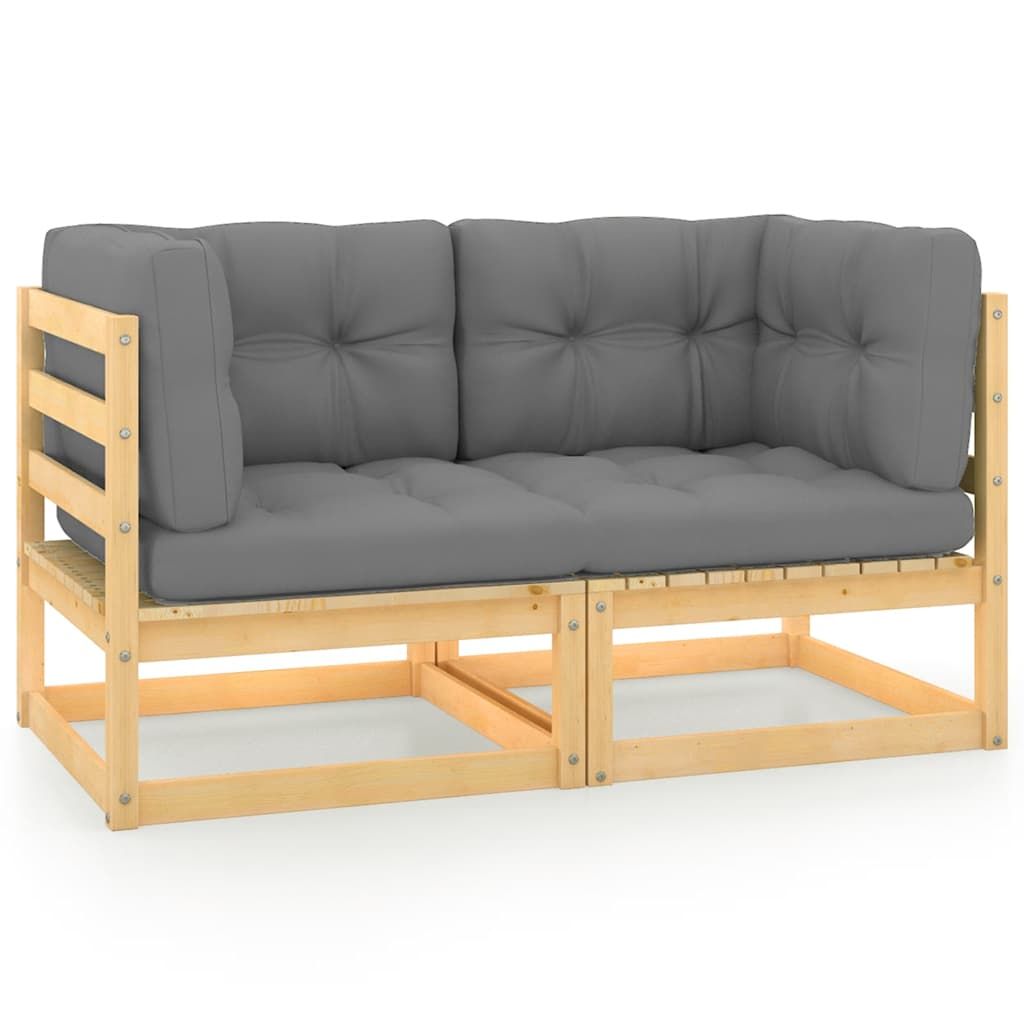 vidaXL Garden 2-Seater Sofa with Cushions Solid Wood Pine