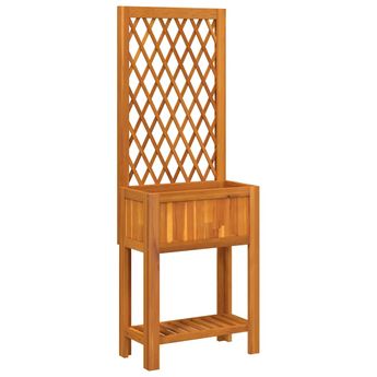 vidaXL Planter with Trellis and Shelf 21.7"x11.6"x59.8" Solid Wood Acacia