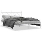 vidaXL Metal Bed Frame without Mattress with Headboard White 59.1"x78.7"
