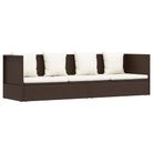 vidaXL Garden Bed with Cushion & Pillows Poly Rattan Brown