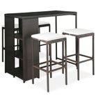 vidaXL 5 Piece Patio Bar Set with Cushions Poly Rattan Brown