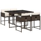 vidaXL 5 Piece Patio Dining Set with Cushions Brown Poly Rattan