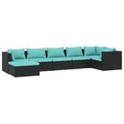 vidaXL 7 Piece Patio Lounge Set with Cushions Poly Rattan Black