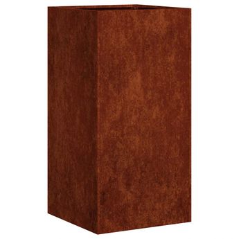 vidaXL Planter Rusty 15.7"x15.7"x31.5" Weathering Steel