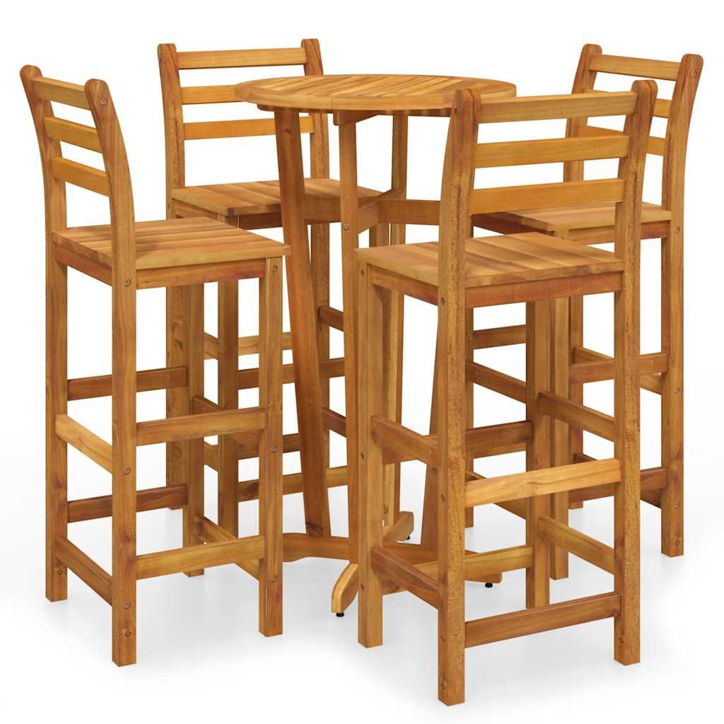 vidaXL 5 Piece Patio Bar Set Solid Wood Acacia