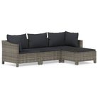vidaXL 4 Piece Garden Lounge Set with Cushions Grey Poly Rattan