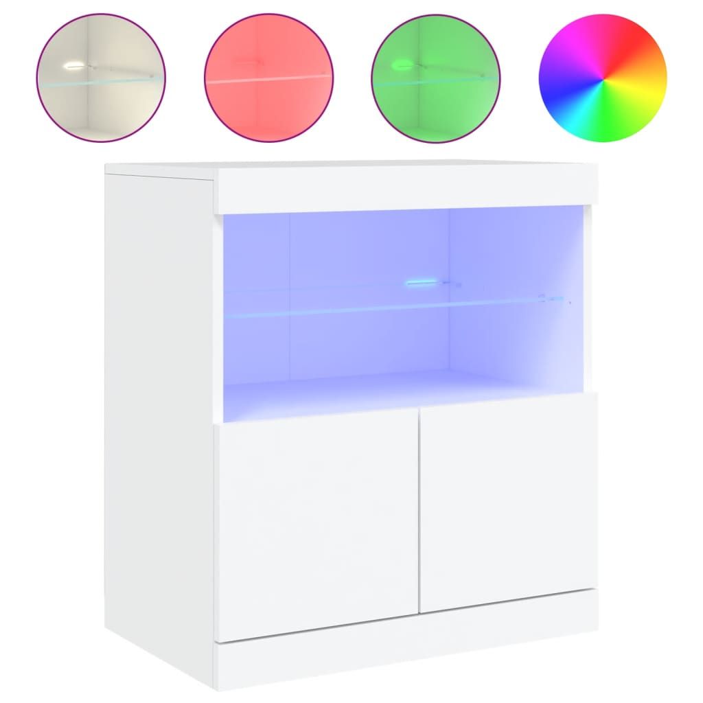 vidaXL Sideboard with LED Lights White 23.6"x14.6"x26.4"