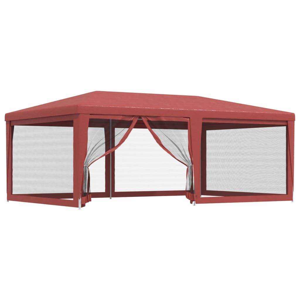 vidaXL Party Tent with 6 Mesh Sidewalls Red 19.7'x13.1' HDPE