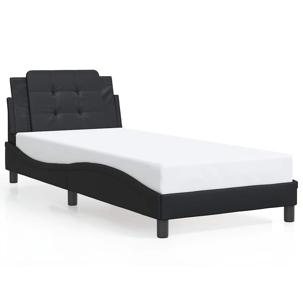 vidaXL Bed Frame without Mattress "Zadar" Black 39.4"x74.8" Faux Leather