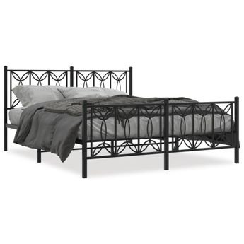 vidaXL Metal Bed Frame without Mattress with Footboard Black 59.1"x78.7"