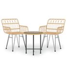 vidaXL 3 Piece Garden Dining Set Poly Rattan