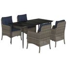 vidaXL 5 Piece Garden Dining Set with Cushions Grey Poly Rattan