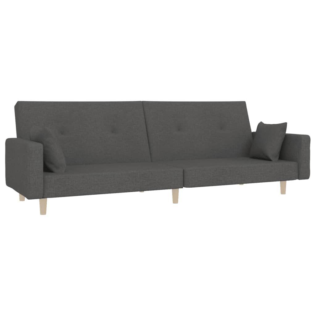vidaXL 2-Seater Sofa Bed with Two Pillows Dark Gray Fabric