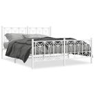 vidaXL Metal Bed Frame without Mattress with Footboard White 59.1"x78.7"