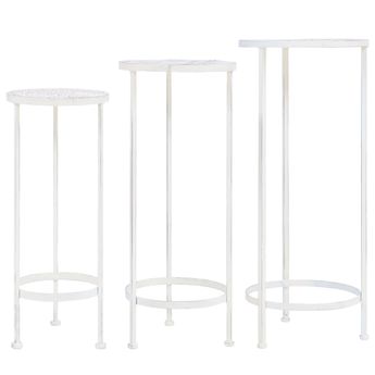 vidaXL Plant Stand Set 3 Pieces Vintage Style Metal Antique White