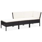 vidaXL 3 Piece Garden Lounge Set with Cushions Poly Rattan Black