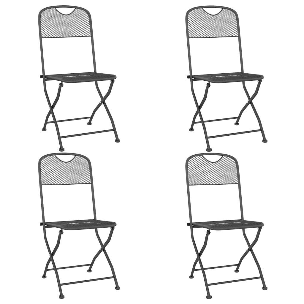 vidaXL Folding Patio Chairs 4 pcs Expanded Metal Mesh Anthracite