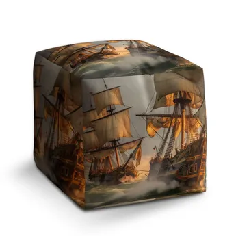 Sablio Taburet Cube Plachetnice ve vlnách - 60x60x60 cm