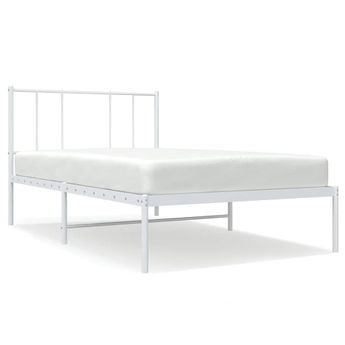 vidaXL Metal Bed Frame without Mattress with Headboard White 39.4"x78.7"