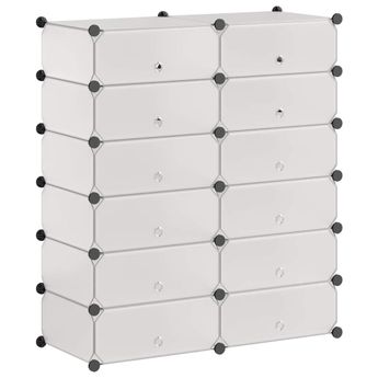 vidaXL Interlocking Shoe Organizer with 12 Compartments White